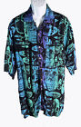 JACK HOLLYWOOD Men&#39;s Short Sleeve Button Down Rayon Shirt Multi-Colored XXL