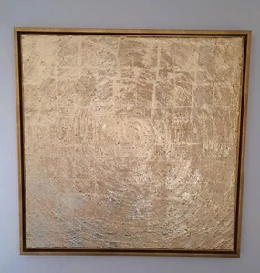 ORIGINAL Kunstwerk, Metallfolie gold, 70 x 70 cm, mit Schattenfugenrahmen gold - Bild 1 von 3