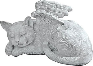 QL6080 Cat Memorial Angel Pet Statue Stone Finish 25.5 Cm - Picture 1 of 10