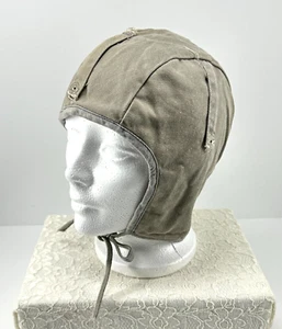 Casco de vuelo forrado rojo marrón tostado forro camuflaje sombrero duro estilo corbatas de encaje vintage  - Imagen 1 de 9