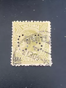 🔹 1901 -1905 Queen Victoria - VICTORIA - FOUR PENCE - OS PERFIN - USED - OLIVE - Bild 1 von 2