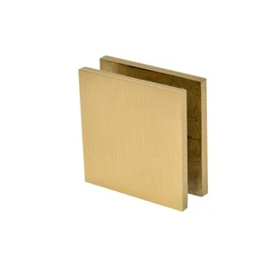 CRL Satin Brass Square Style Hole-in-Glass Fixed Panel U-Clamp SCU4SB - Picture 1 of 3