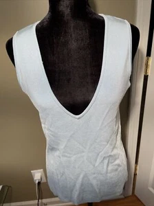 Ralph Lauren Black Label Knit Sleeveless Top Sweater sky blue v neck sz L  - Picture 1 of 11