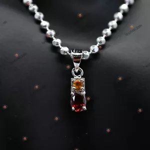 Collar de diseñador certificado de plata 925 colgante granate rojo natural sin calentar de 1,22 g - Imagen 1 de 5