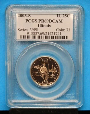 2003-S PCGS ILLINOIS WASHINGTON QUARTER Graded PR69DCAM PCGS #913037.69/21421741 - Image 1 of 4