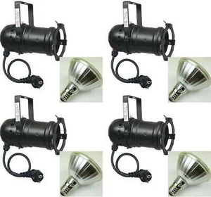 4 x PAR 30 Spot Light PROFI Schwarz mit 230 V 11 W LED Lampe, Disco Scheinwerfer - Picture 1 of 10