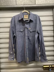 Camicia western Larry Mahan Pearl Snap uomo grande blu cowboy - Foto 1 di 13