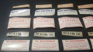 Vintage Apotheker Drogerie Medizin Etiketten Gift Kühl halten Menge 25 Neu aus altem Lagerbestand 1M - Bild 1 von 4