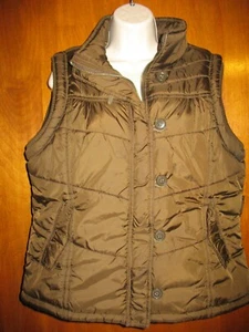 PARIS BLUES Large ZIP-UP INSULATED VEST (brown w/ buttons & pockets) perfect - Picture 1 of 1