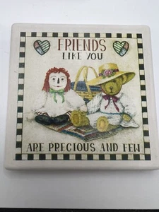 Vintage Coasters Friends Gift Rag Doll Teddy Bear Box Of 4 Pc - Picture 1 of 4