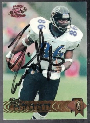 1996 PACIFIC ERIC GREEN TE RAVENS SIGNED NFL FOOTBALL CARD #15 - Image 1 of 2