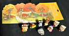 Vintage Hallmark Thanksgiving Merry Miniatures Lot Of 7 with Backdrop