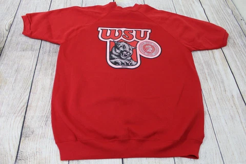 VTG Washington State WSU Cougars Red Short Sleeve Crewneck Sweatshirt Men's LT Cover