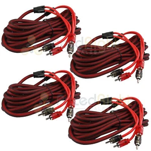 4 Pack 20 Ft 2 Channel RCA Interconnect Cable Pack Set Noise Rejection DS18 R20 - Picture 1 of 6