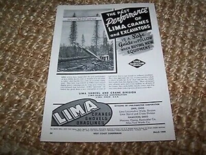 c1948 Vintage Print Ad Lima Hamilton Cranes, Shovels, Draglines ~8X11.5 in. - Bild 1 von 1