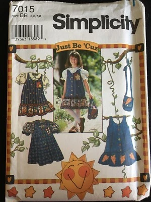 Pattern Simplicity 7015, child’s jumper, dress, purse, blouse, sz 5-8 - Image 1 of 2