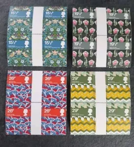 GB 1982 British Textiles Full set 2 x Gutter Pairs SG 1192-1195 Blocks of 4 -MNH - Picture 1 of 5