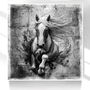 Leinwand Bilder Pferde Abstrakt Schwarz Weiß Wandbilder XXL Wohnzimmer  6395A - Bild 1 von 7