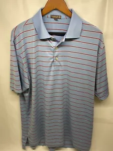 Peter Millar Men’s Summer Comfort Blue Strip Golf Polo Size Large - Picture 1 of 6