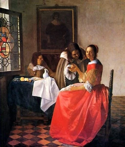 Girl with a wine glass by Johannes Vermeer Giclee Fine Art Print Reproduction - Picture 1 of 1