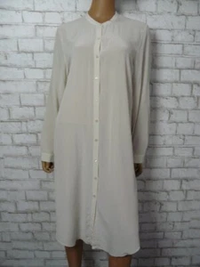 $ 318 Eileen Fisher Bone Seide Georgette Krepp seitlich geschlitzt Bootshals Tunika M E703 - Bild 1 von 8