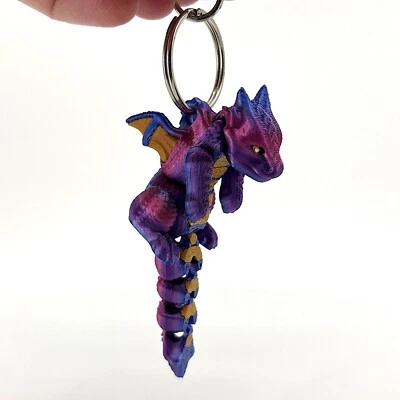Lindo Llavero Baby Dragon in Trouble Flexi Fidget Cremallera Tirar Articulado 3D Foto 1 de 4