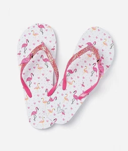 Justice Girls FLAMINGO Charm Glitter Flip Flops Size 12 New with Tags - Picture 1 of 3