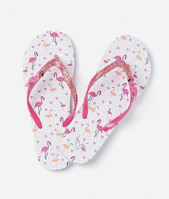 Chanclas Justice Girls FLAMINGO Charm Brillo Talla 12 Nuevas con Etiquetas Foto 1 de 3