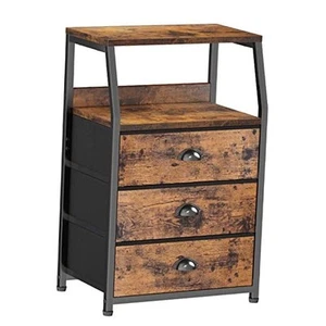 Nightstand with 3 Drawers and 2-Tier Shelf, Fabric Small Dresser Organizer - Picture 1 of 7