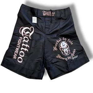 Pantalones Cortos de Lucha Tattoo Fightwear MMA Kanagawa - Blanco y Negro NUEVO CON ETIQUETAS - Imagen 1 de 9