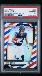 2024 PANINI PRIZM RED/WHITE/BLUE PRIZM #385 ROME ODUNZE ROOKIE RC PSA 10 17A - Picture 1 of 2