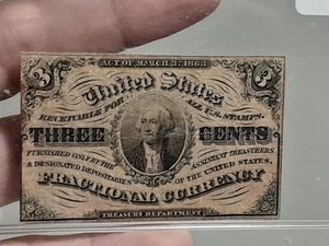 1863 Fractional Currency 3 Three Cents Note Bill 3rd Issue - Picture 1 of 4