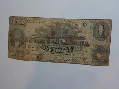 Civil War Confederate 1863 1 Dollar Bill Montgomery Alabama Paper Money Currency - Image 1 of 2