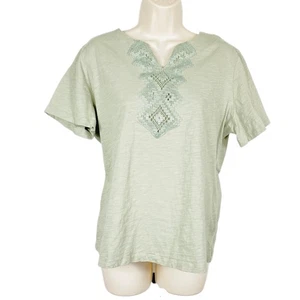 Damen-T-Shirt Coral Bay Petite Gr. PXL grün Kurzarm V-Ausschnitt - Bild 1 von 6