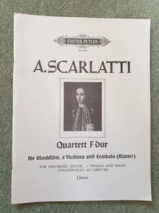 SCARLATTI, A. Quartet in F for recorder 2 violins and continuo. Sheet music - Picture 1 of 2