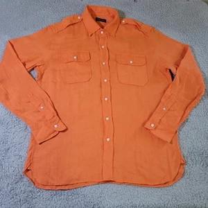 Ralph Lauren Purple Label Textured Linen Dobby Shirt Mens Large Orange $495 - Picture 1 of 8