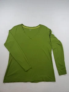 Women’s XL Lands’ End Green Long Sleeved V-Neck Shirt  - Picture 1 of 8