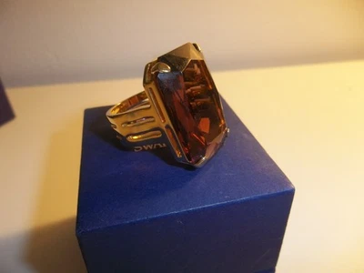 Vintage Swarovski Swan Assinado Tom Dourado Ametista Coquetel - Tamanho 55 - Imagem 1 de 3