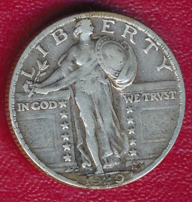 Cuarto de plata Standing Liberty 1929-S **buen circulación fina** ¡Envío gratis!! Foto 1 de 2