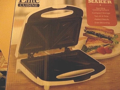  Sandwichera Elite Cuisine Antiadherente, Blanca, ¡¡Hace 2 sándwiches a la vez!! Nuevo en caja Foto 1 de 4