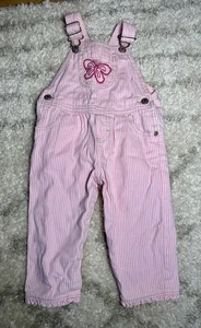 Vintage OshKosh B’gosh rosa Hickory Streifen Schmetterling Overall Rüschen 18 Monate - Bild 1 von 4
