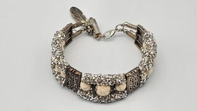 Pulsera Imitación Crema Turquesa Plata Bling Fiesta Moda Boho Cottagecore Retro Foto 1 de 4