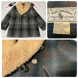 Rare VTG Polo Western Ralph Lauren Shearling Shawl Collar Coat Wool M Fits M/L - Picture 1 of 20