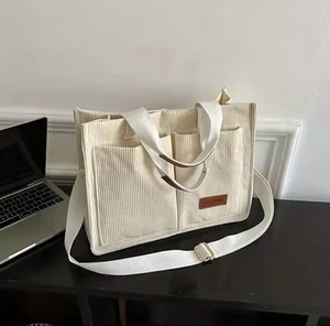 Large Canvas Tote Bags Stylish College & Work Carrying Bags for Women - Picture 1 of 4
