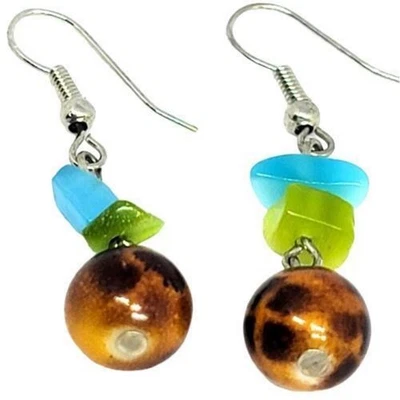 Pendientes Chicos Perforados Cuelgan Acrílico Chips Cuentas Tono Plata SKU 2127 Foto 1 de 4