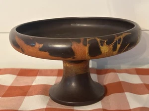 Vintage MCM Haeger Art Pottery Earth Wrap Pedestal Bowl Dish w Tag BEAUTIFUL! - Picture 1 of 7
