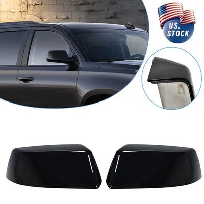 2X Mirror Covers Caps Gloss Black For Chevrolet Tahoe 2015-2020 W/O Side Cameras Foto 1 de 4