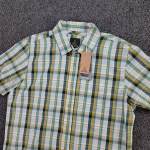 Prana Tamrack Shirt Men Medium Deep Teal Green Organic Outdoor Gorpcore Hike NWT - Picture 1 of 11