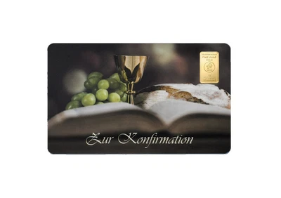 Goldbarren 1 Gramm 999.9 Gold Zur Konfirmation Heimerle + Meule  FineCard - Bild 1 von 3