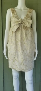 VERA WANG Lavender Label Gold Brocade Tie Top Dress 4  $589 - Picture 1 of 5